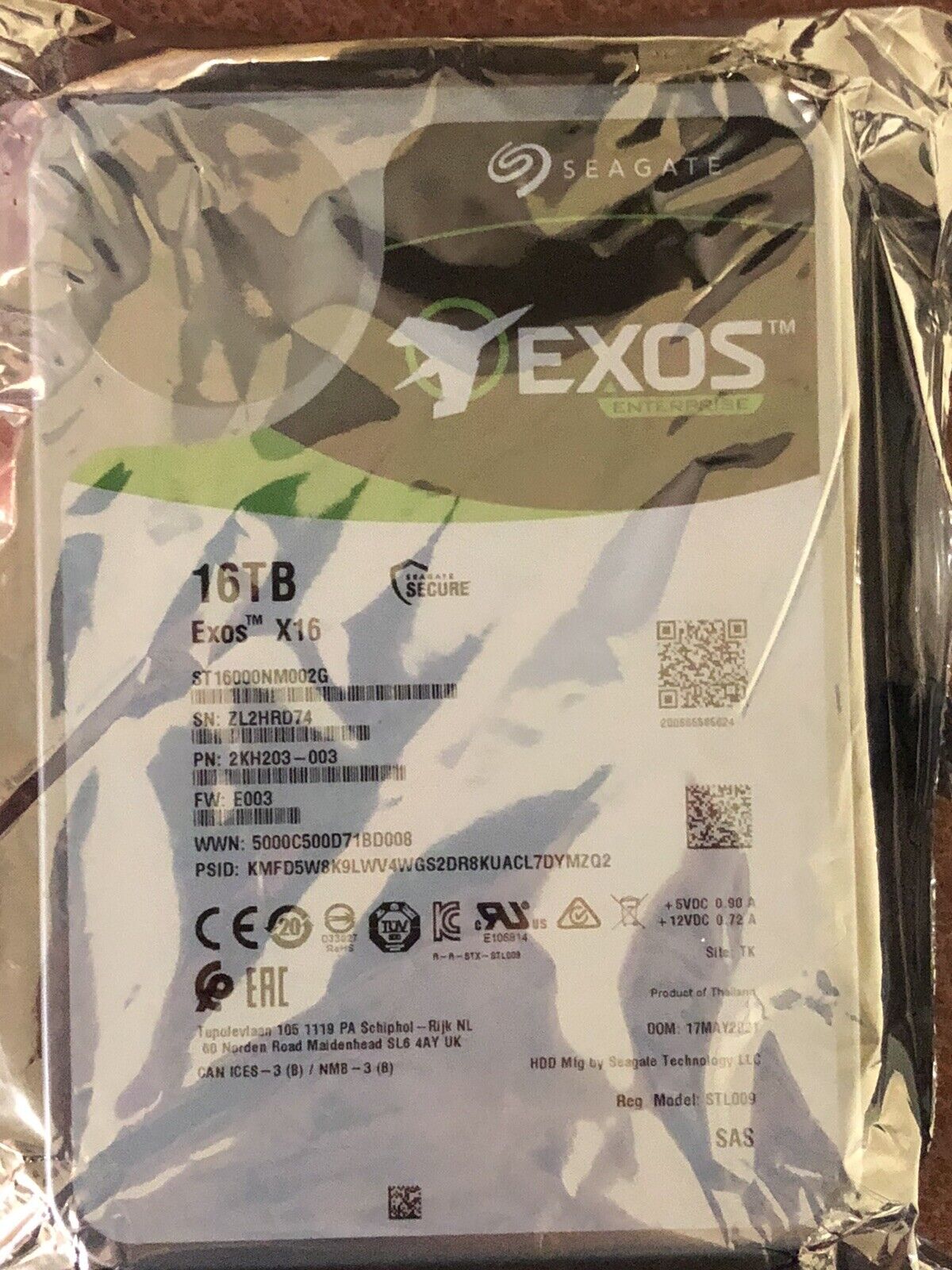 Seagate Exos X16 2KH203-003 16TB SAS 12Gb/s 7.2K rpm 3.5" LFF HDD Hard Disk Drive