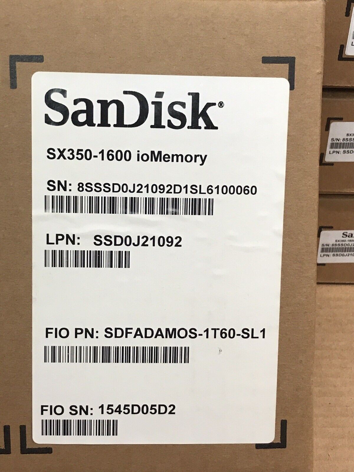 1.6TB SanDisk Fusion ioMemory SX350-1600 PCI-e SSD SDFADAMOS-1T60-SF1 MLC Flash