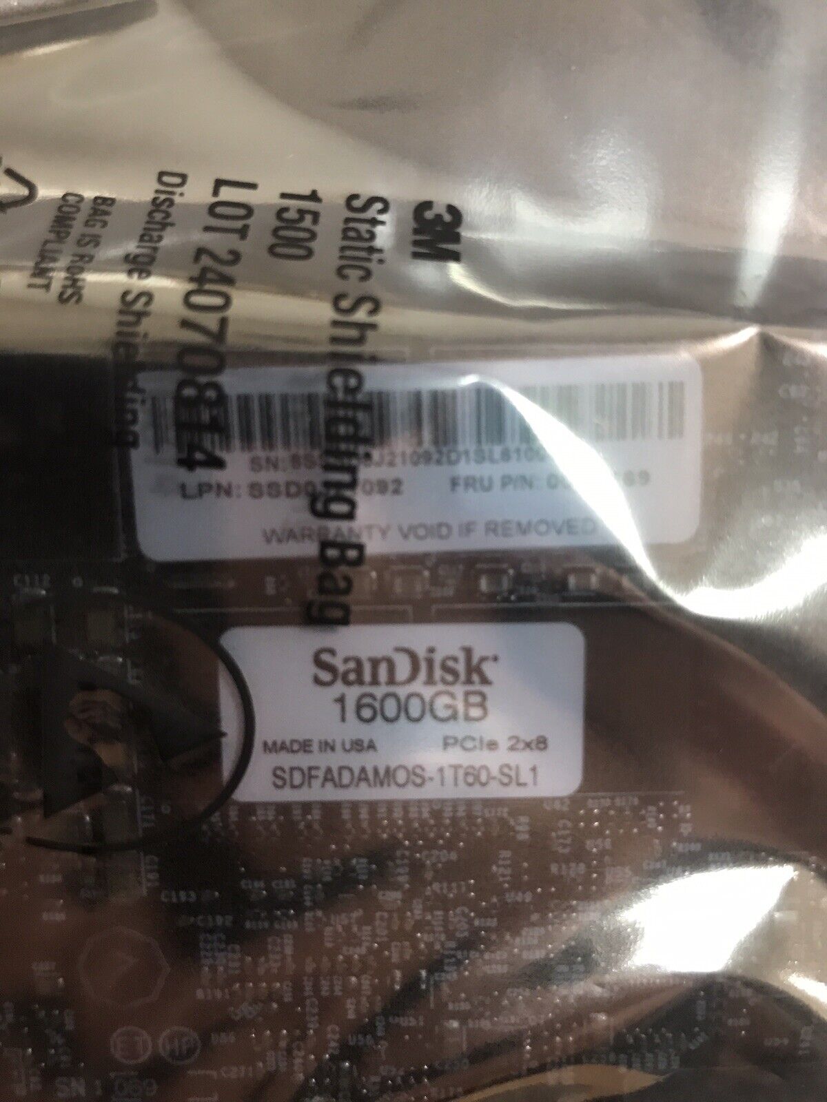 1.6TB SanDisk Fusion ioMemory SX350-1600 PCI-e SSD SDFADAMOS-1T60-SF1 MLC Flash