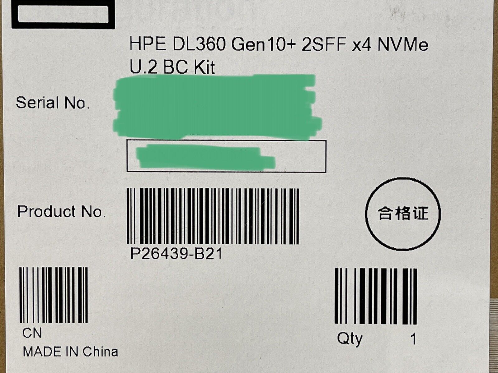 HPE P26439-B21 DL360 Gen10+ Plus 2SFF x4 U.2 BC Parts Kit Cage+Backplane+Power+Signal Cable.