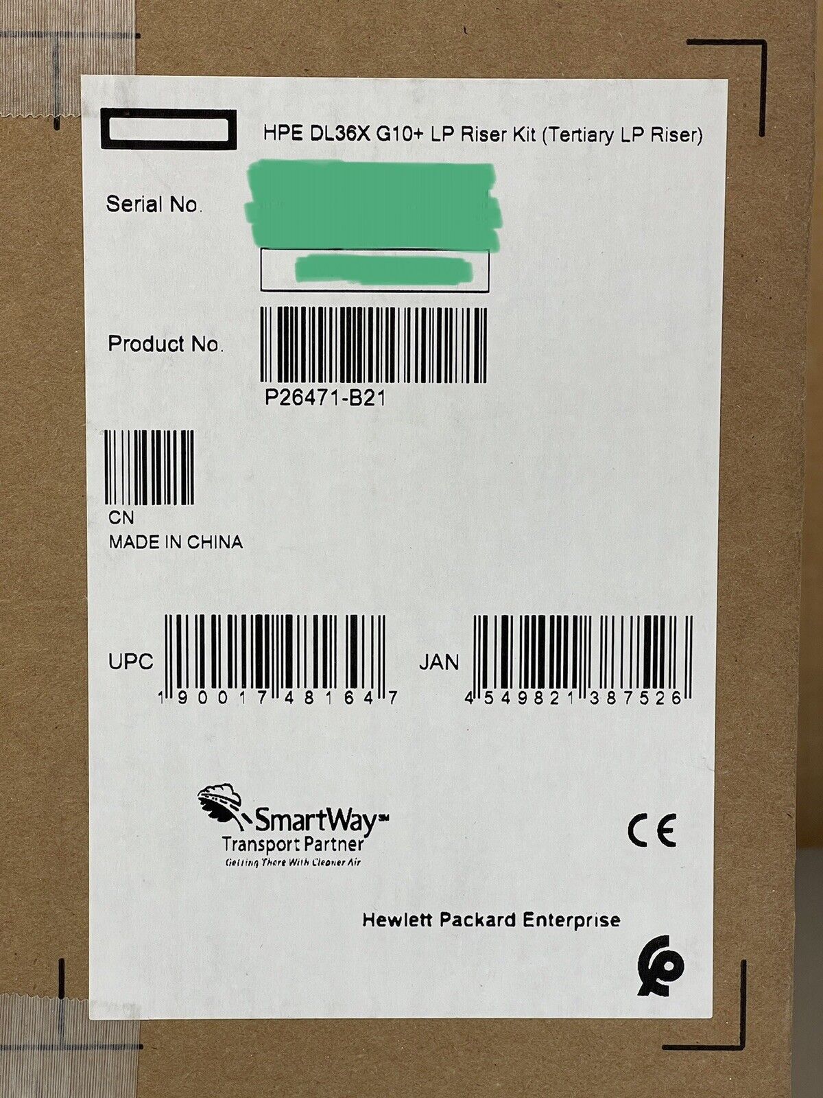 HPE P26471-B21 ProLiant DL36X DL360 DL365 Gen10+ Plus LP Low Profile Riser Kit.