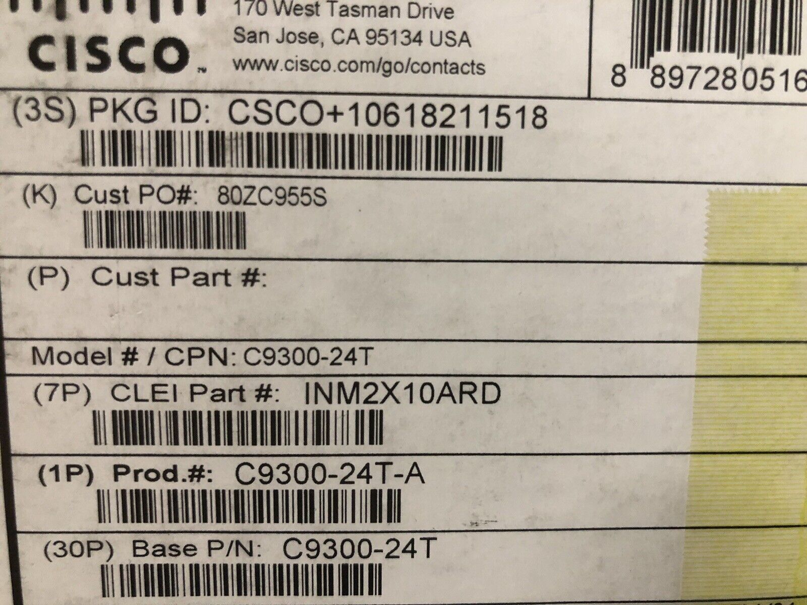 Cisco C9300-24T-A Switch Catalyst Data Only Network Advantage 1x AC PSU 350W.