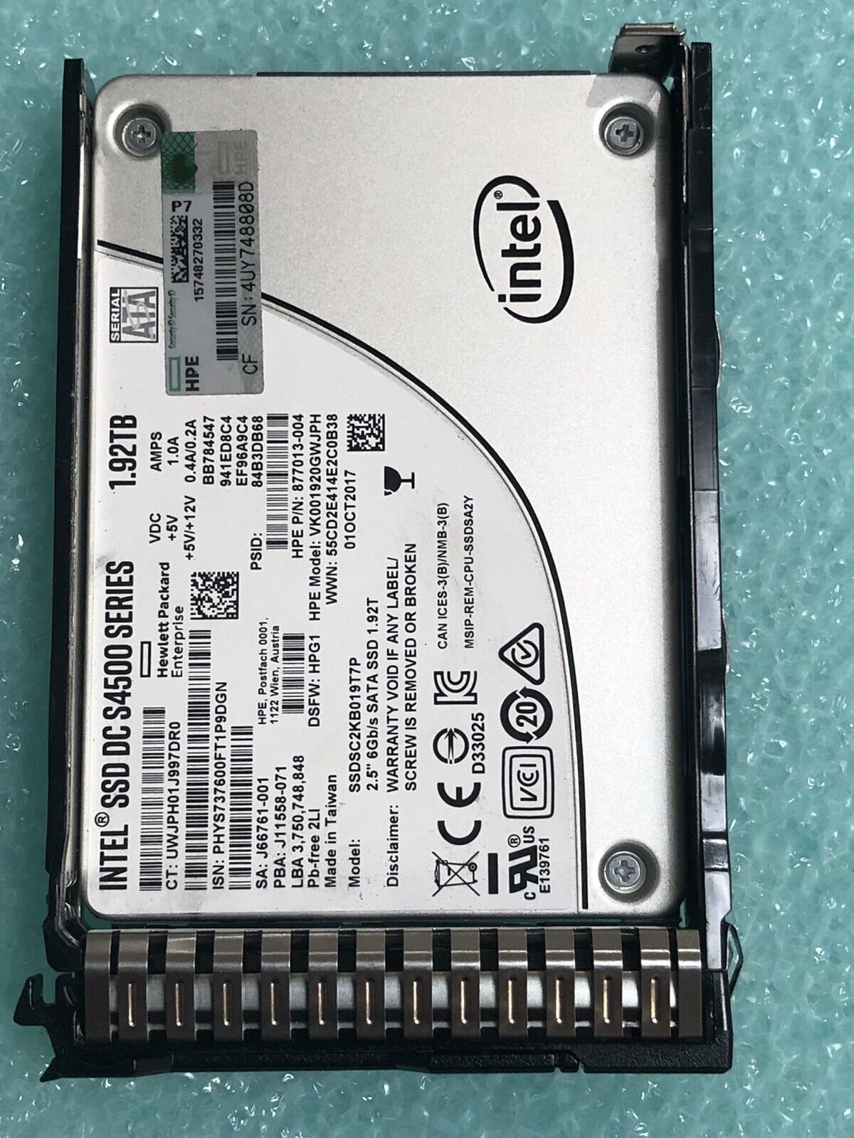 HPE 878852-001 1.92TB SATA 2.5" SFF Read Intensive SC MLC SSD Solid State Drive
