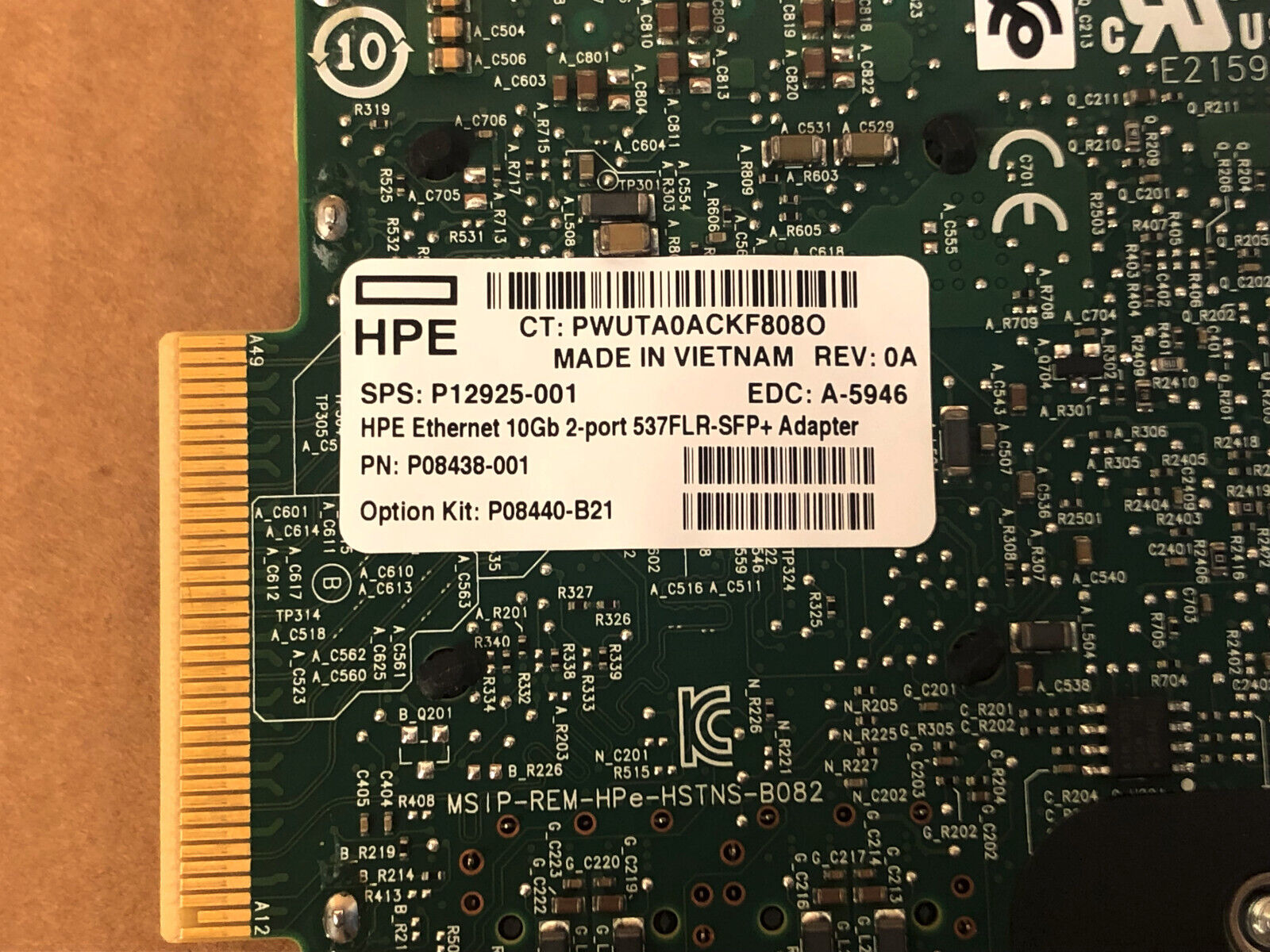 HPE Broadcom Ethernet 10GbE 2-port 537FLR-SFP+ Adapter FlexibleLOM 10G 10Gb FLR.