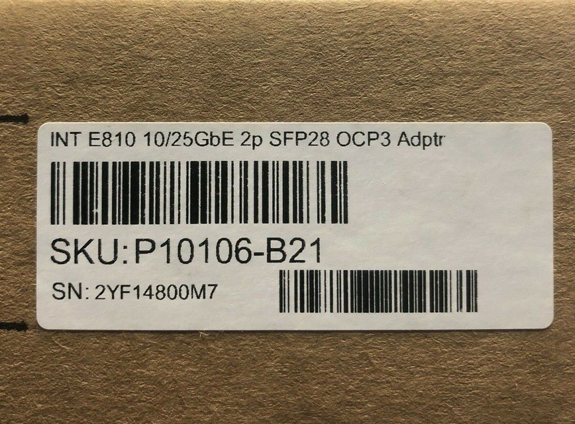HPE P10106-B21 25GbE 10GbE 2P SFP28 Intel E810 OCP3 Network Adapter NIC 2 Port 10G 25G 25GE Ethernet 2 Port 10GE 10/25GB.