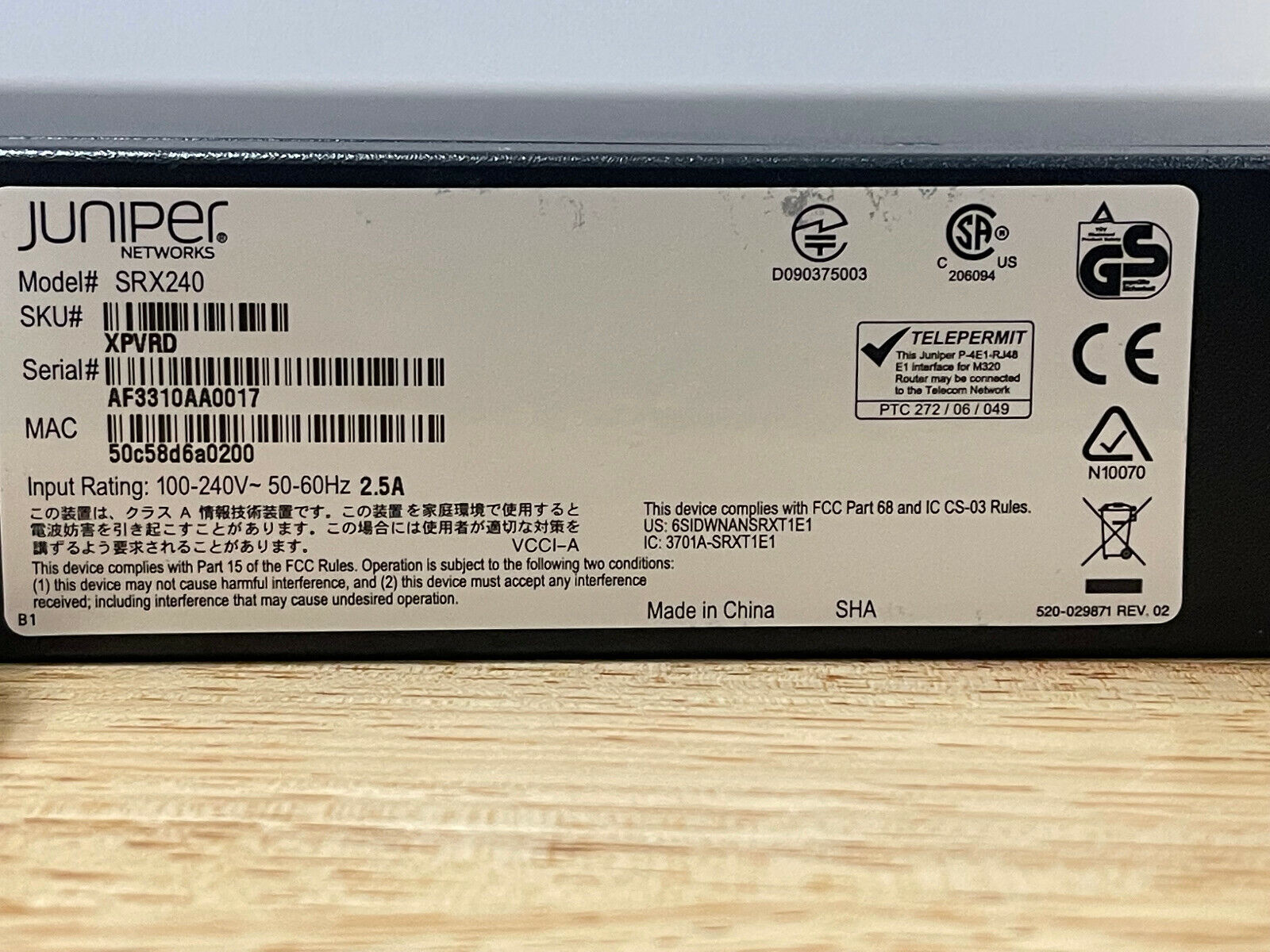 Dell PowerConnect J-SRX240B Secure Router VPN Firewall Juniper JunOS WAN Gateway.