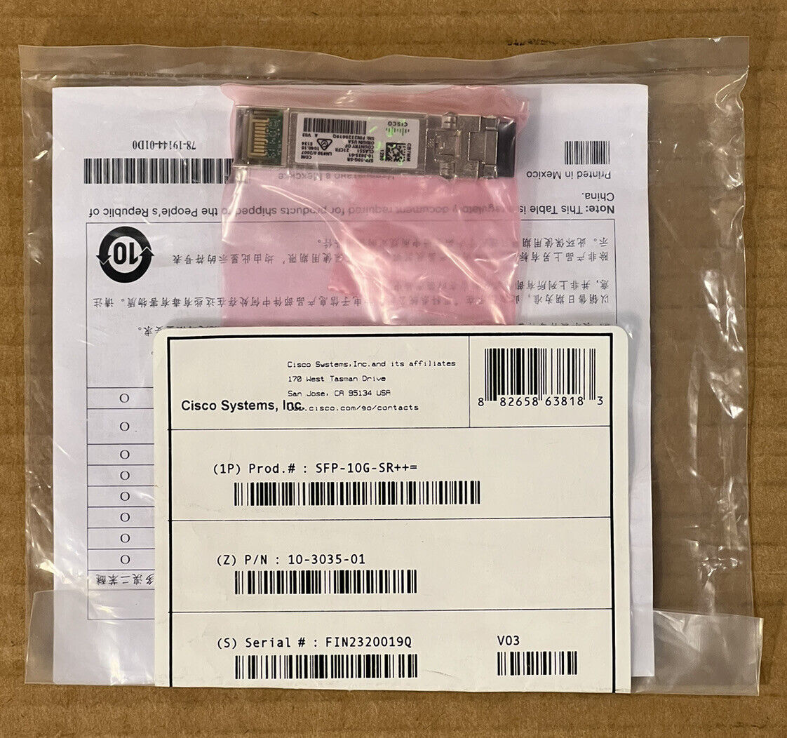 Cisco 10-3035-01 SFP+ 10G SR FC LC-LC Multi-Mode MMF 850nm 400m Transceiver