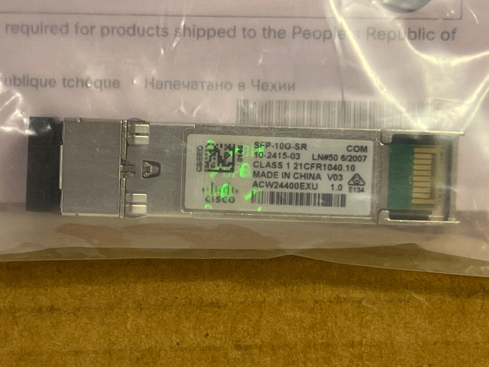 Cisco SFP-10G-SR SFP+ Transceiver Module LC-LC 10-2415-03 10GE V03 MM.