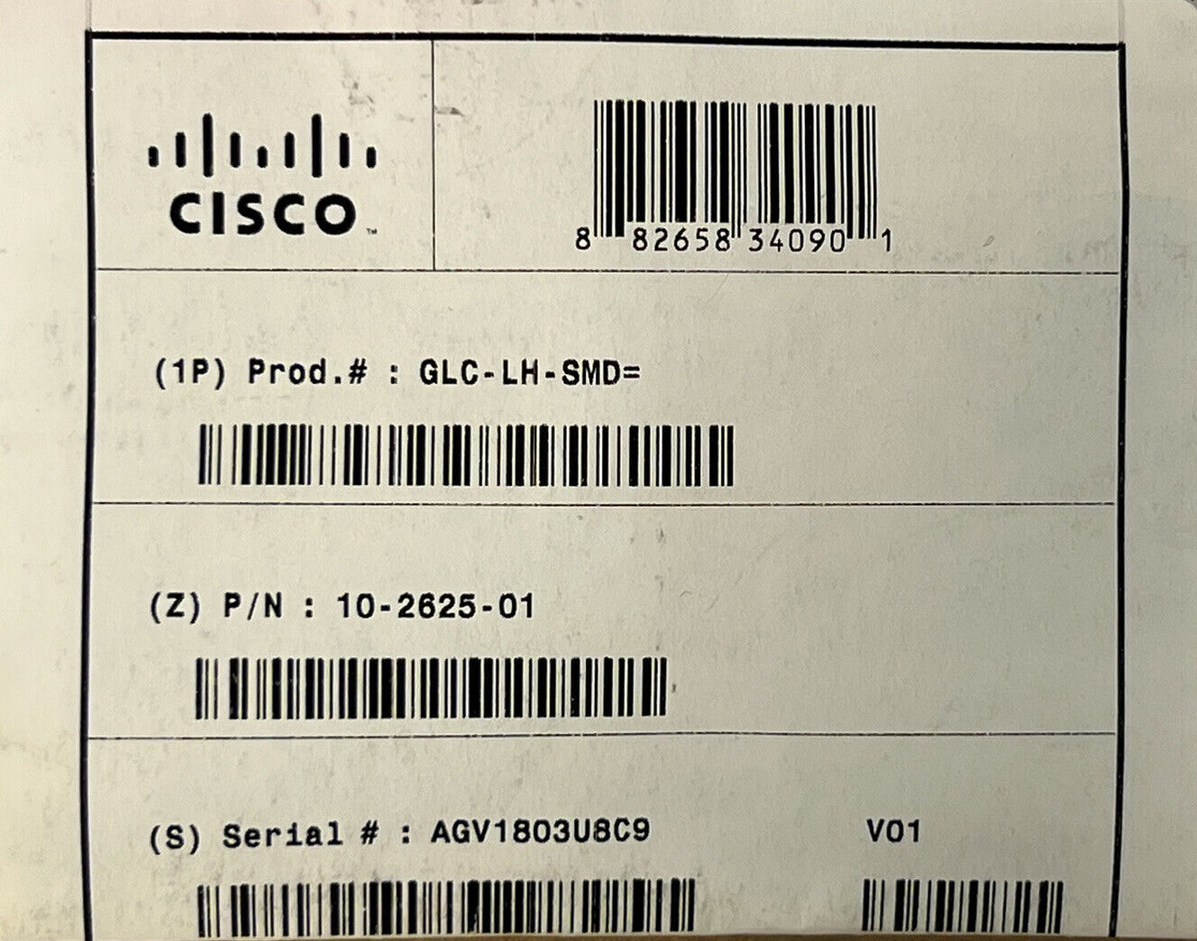 Cisco GLC-LH-SMD SFP Transceiver Module 1GE 1000BASE-LX/LH V01 SMF MMF.