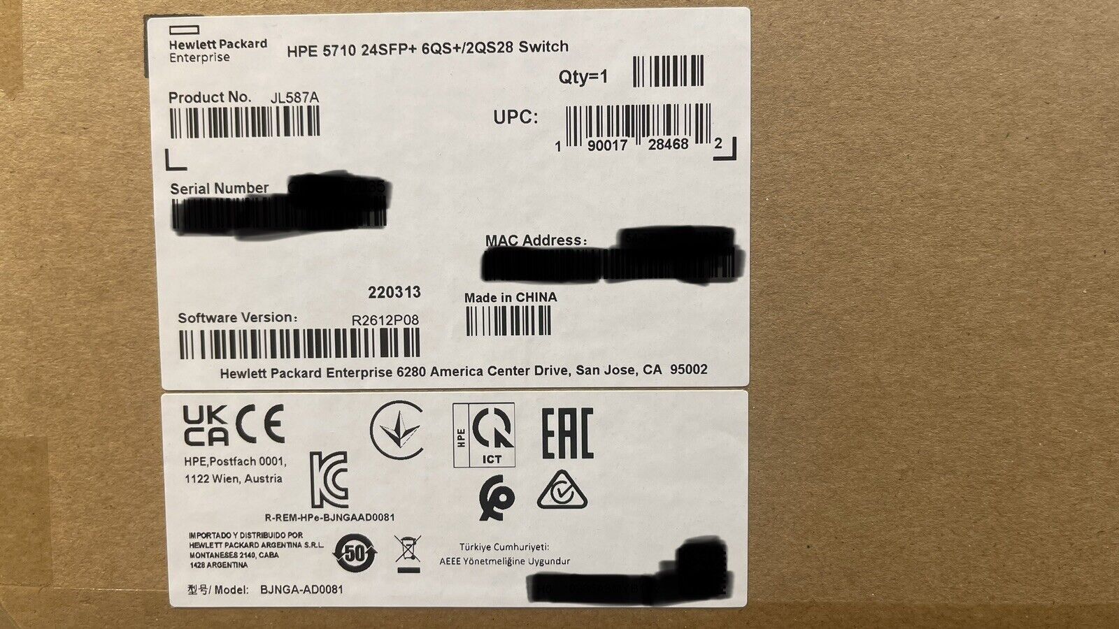 HPE JL587A FlexFabric 5710 24SFP+ and 6QSFP+ or 2QSFP28 Networking Switch.