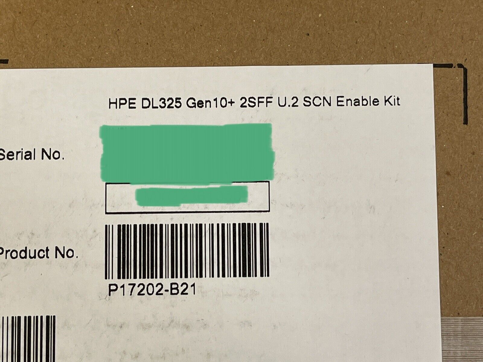 HPE P17202-B21 DL325 Gen10+ Plus 2SFF U.2 SCN Parts Kit Cage+Backplane+Power+Signal Cable.