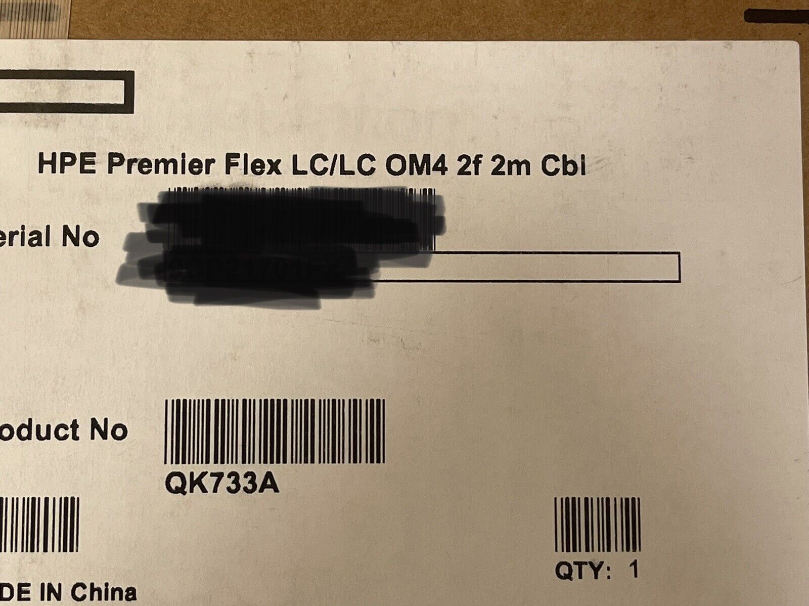 HPE QK733A 2M Premier FLEX OM4 LC-LC Duplex Cable 2f Cbl 2 Fiber 6.5ft 2 Meter.