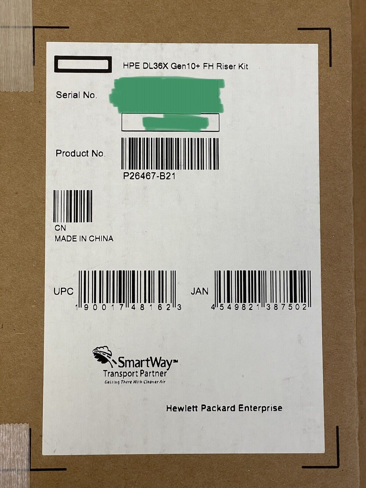 HPE P26467-B21 ProLiant DL360 DL365 DL36X Gen10 Plus FH Full Height Riser Kit PCI-e 4.0 x16.