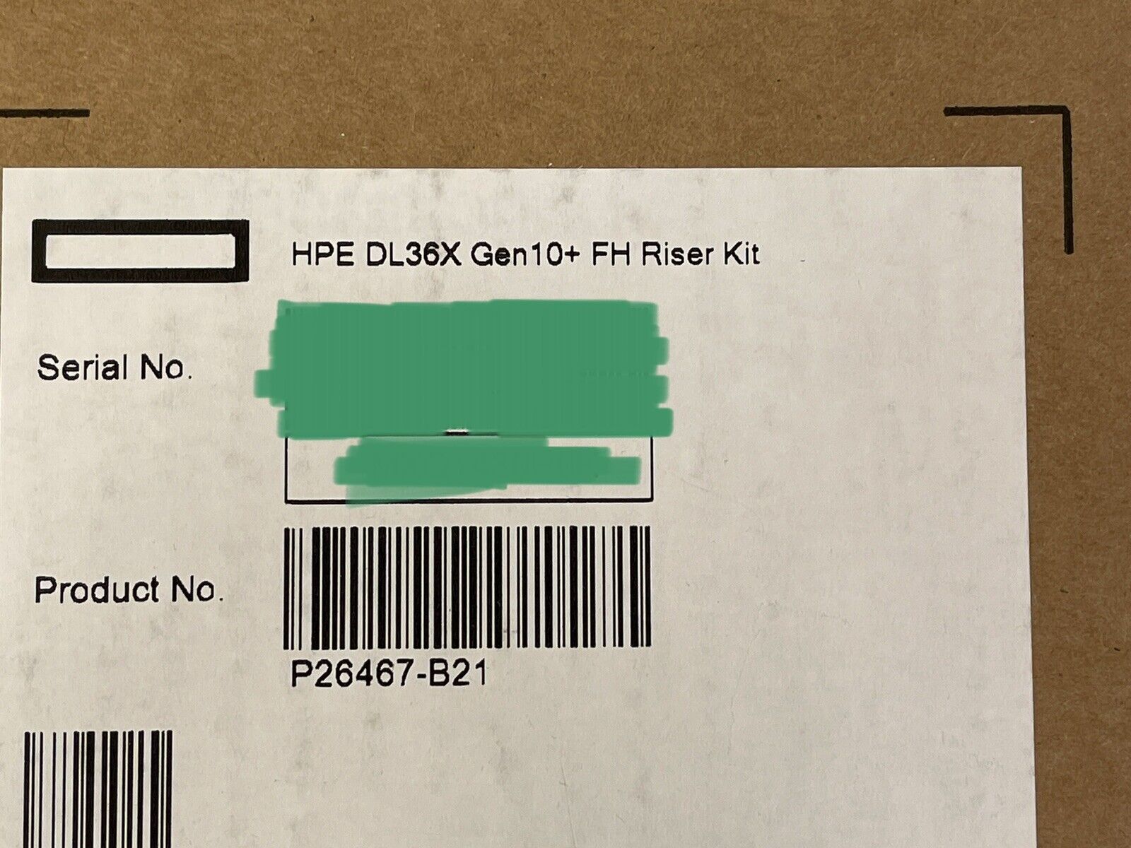 HPE P26467-B21 ProLiant DL360 DL365 DL36X Gen10 Plus FH Full Height Riser Kit PCI-e 4.0 x16.