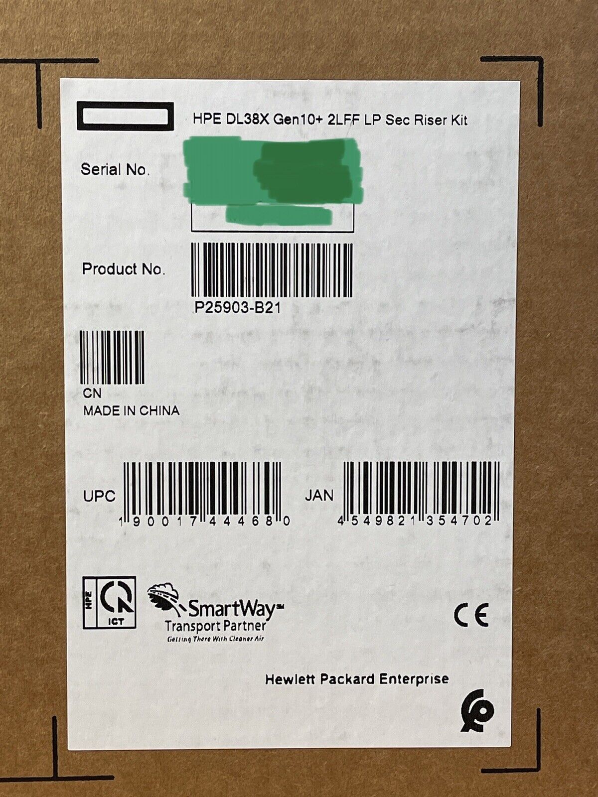 HPE P25903-B21 DL38x DL385 DL380 Gen10+ Plus 2LFF HDD/SSD LP Secondary Riser Kit SATA SAS.