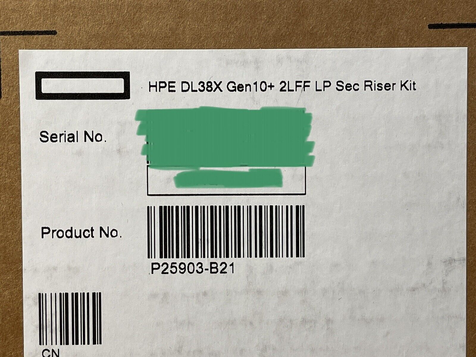 HPE P25903-B21 DL38x DL385 DL380 Gen10+ Plus 2LFF HDD/SSD LP Secondary Riser Kit SATA SAS.