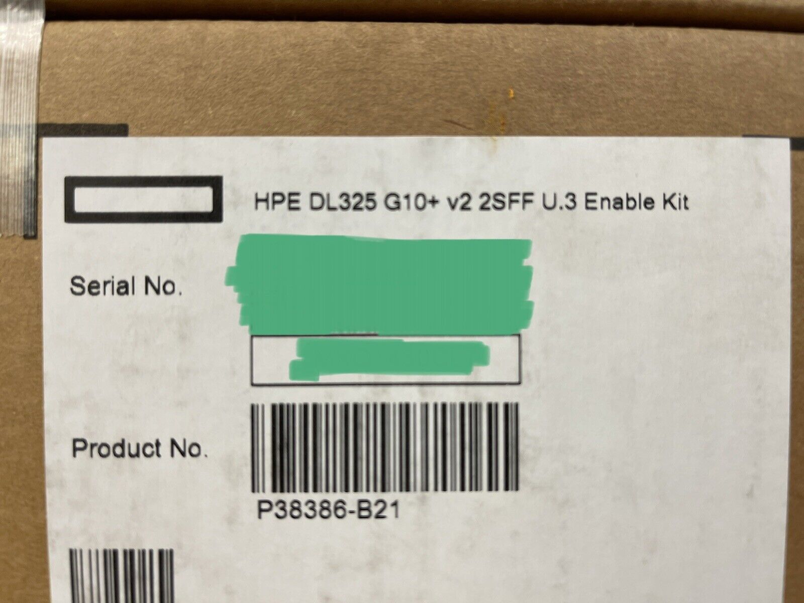 HPE P38386-B21 ProLiant DL325 Gen10+ Plus v2 2SFF U.3 P39783-001 Enablement Kit BC 2x SFF.