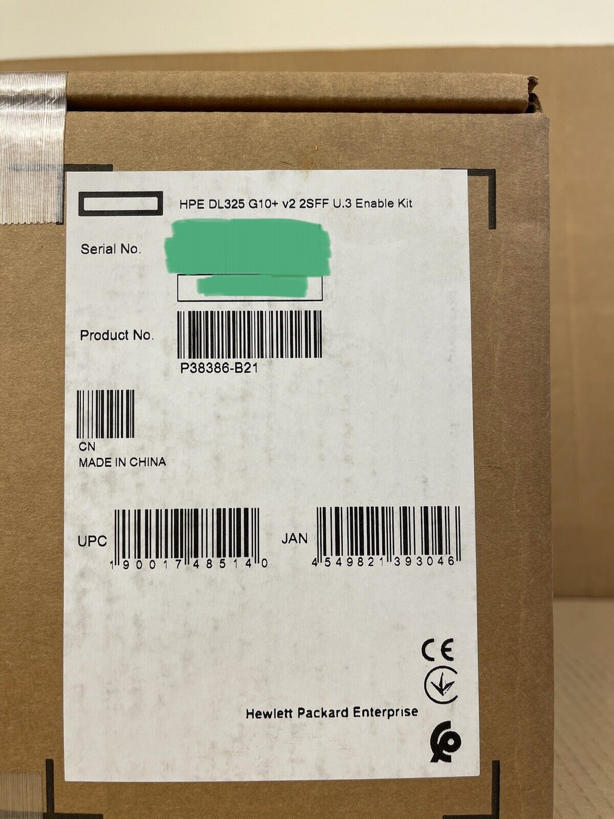 HPE P38386-B21 ProLiant DL325 Gen10+ Plus v2 2SFF U.3 P39783-001 Enablement Kit BC 2x SFF.