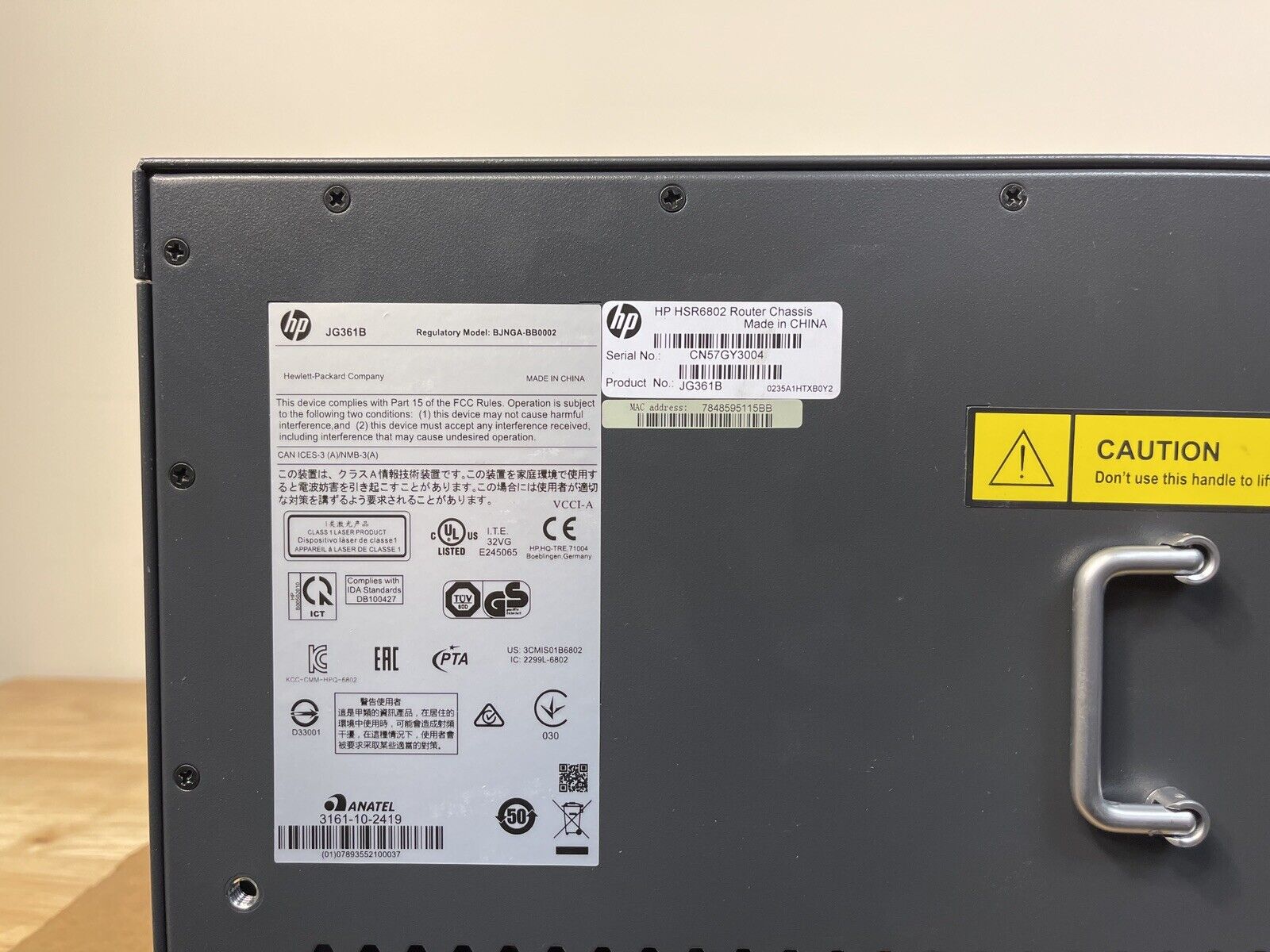 HPE JG362A FlexNetwork HSR6802 Router Chassis with 2x AC 1200W PSU JG335A.