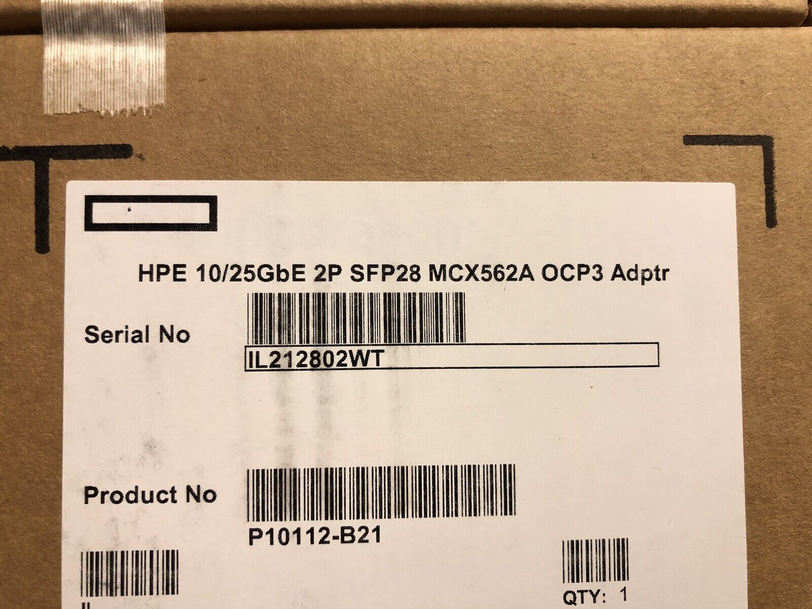 P10112-B21 HPE 10GbE 25GbE 2P SFP28 OCP3 Network Adapter NIC 2 Port 10GbE MLX G4 Gen10 Plus and V2 MCX562A-ACAI.