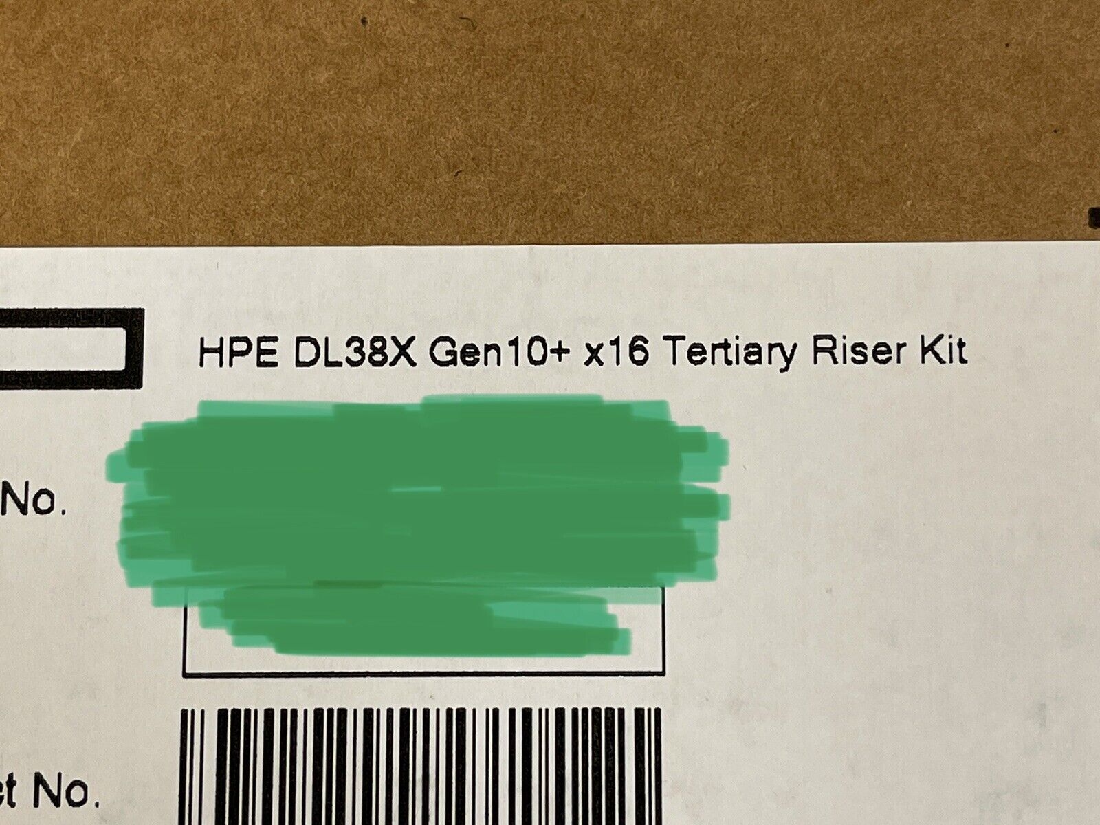 HPE P14588-B21 DL38X DL380 DL385 Gen10+ Plus and V2 x16 PCI-e 4.0 Tertiary Riser Kit GPU.