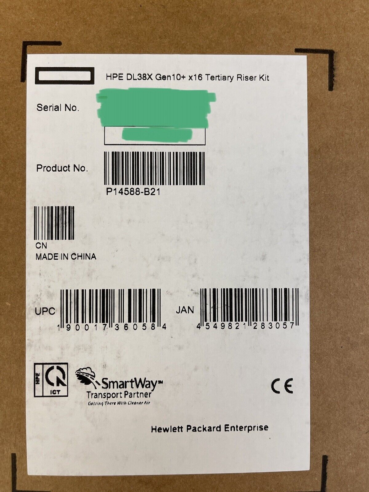 HPE P14588-B21 DL38X DL380 DL385 Gen10+ Plus and V2 x16 PCI-e 4.0 Tertiary Riser Kit GPU.