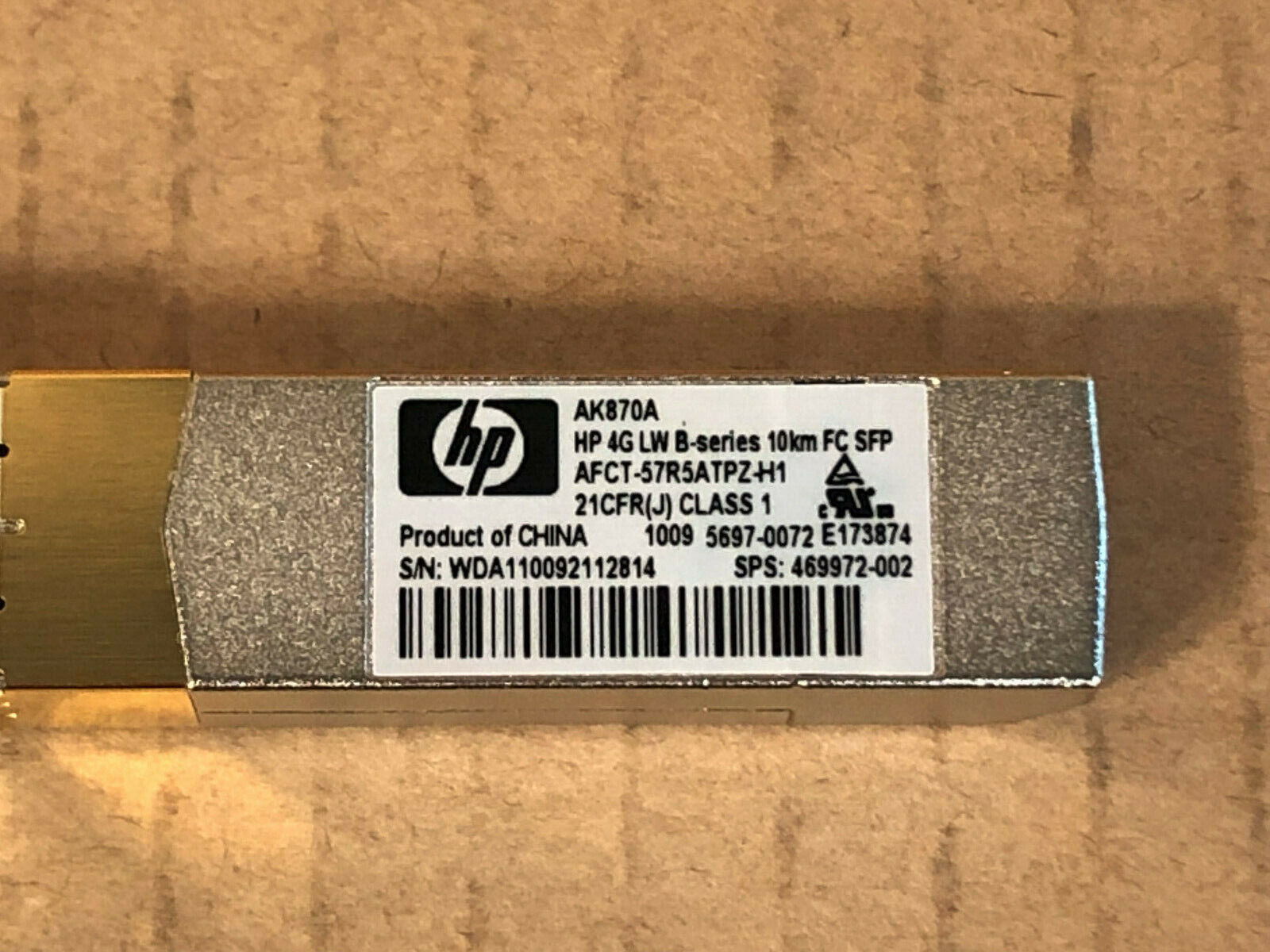 HP AK870A B-Series 4G LW SFP FC LC-LC SMF 1310nm 10km Transceiver