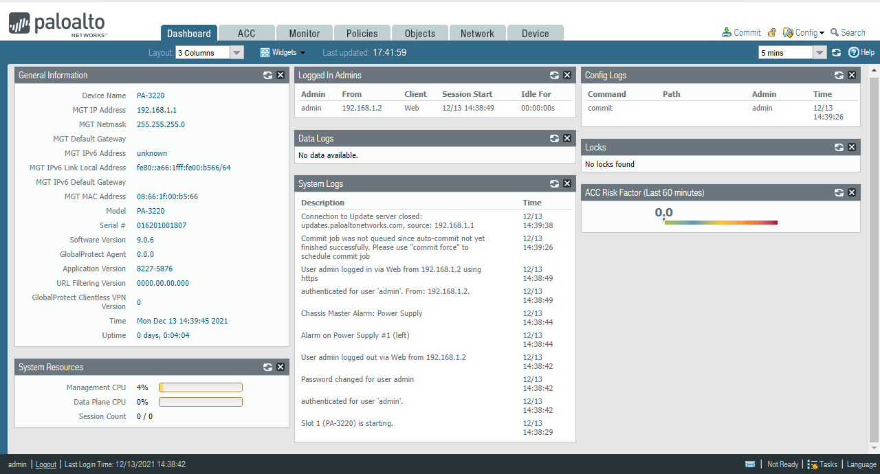 Palo Alto PA-3220 Next-Generation Firewall VPN Gateway 12x RJ-45 8x SFP+ Ears
