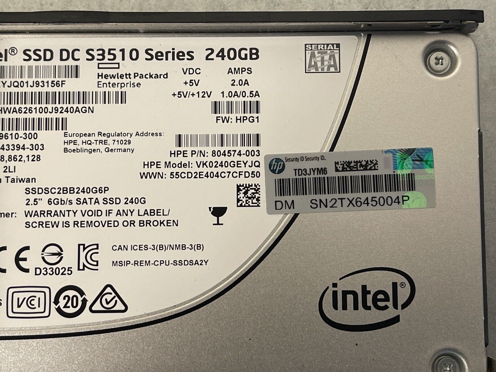 HPE 805363-001 240GB SATA 2.5" SFF Read Intensive SC MLC SSD Solid State Drive