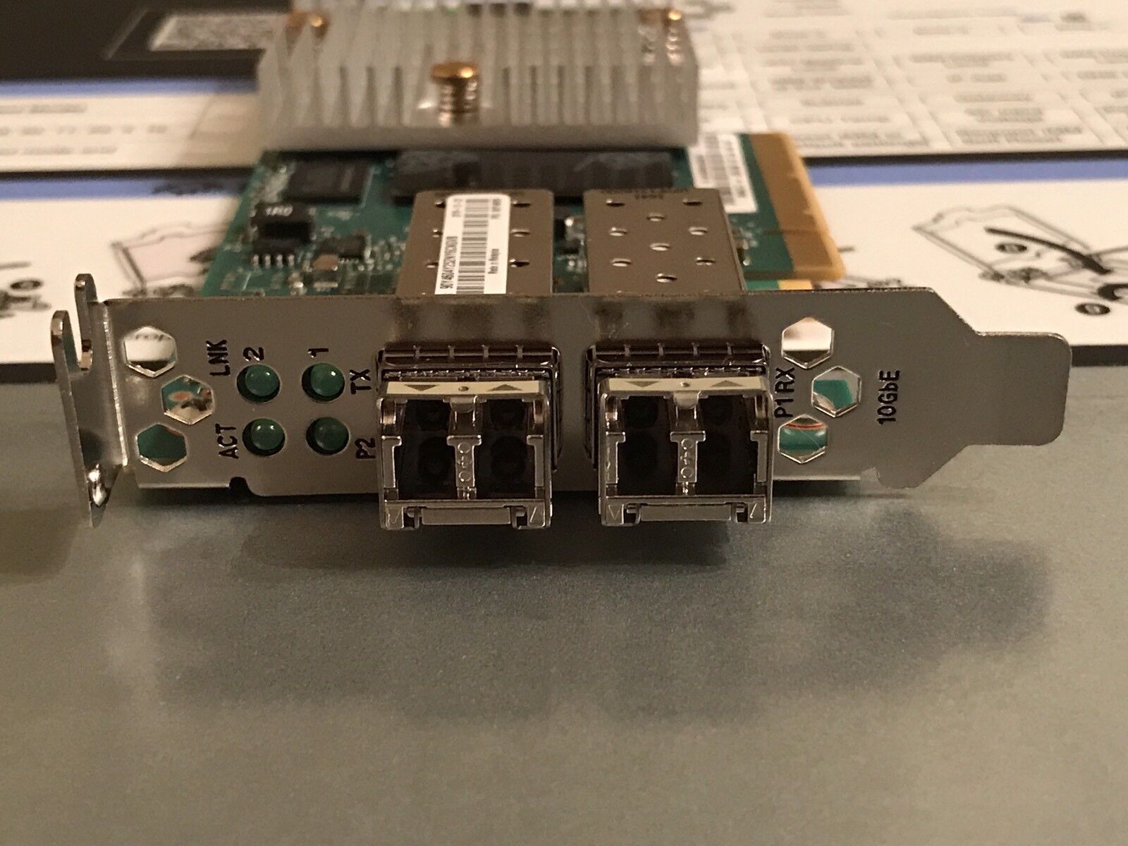 IBM Lenovo 90Y4605 QLogic 8200 CNA VFA 10GbE PCI-E Dual Port NIC+2x SFP+ SR LP+FH 10Gb.