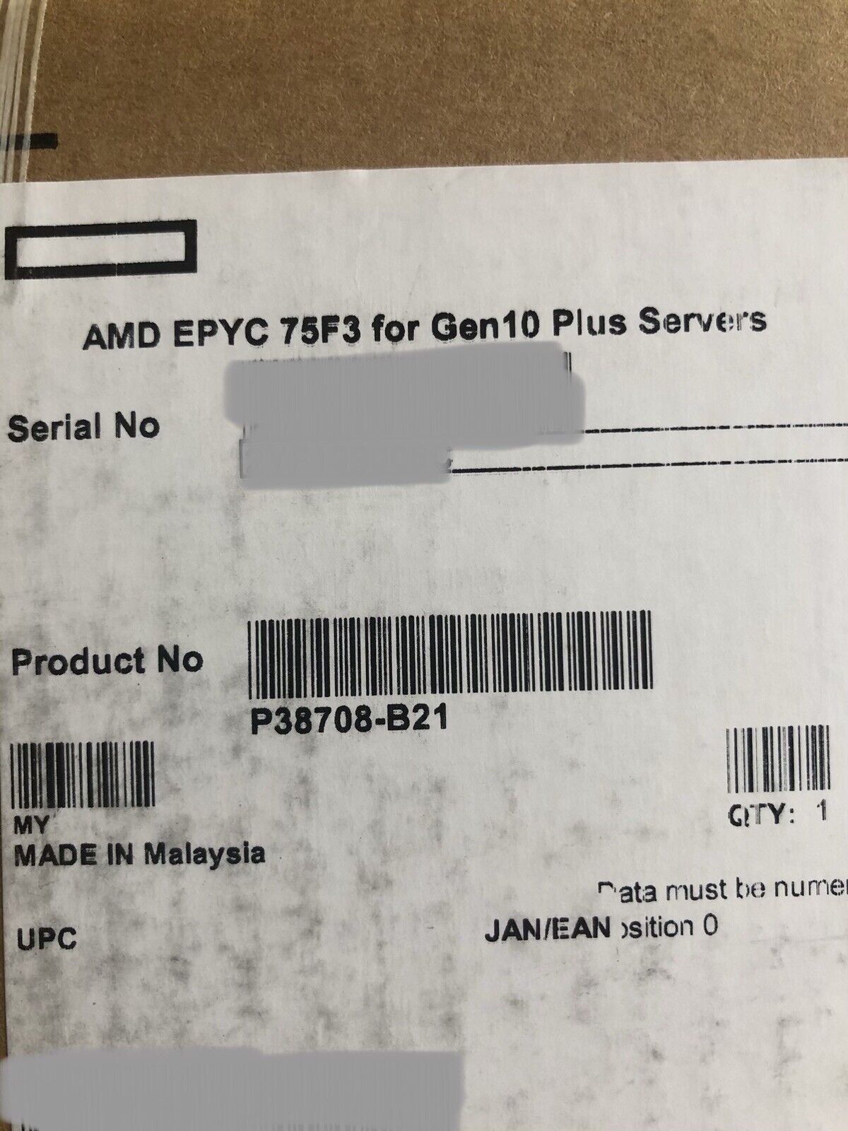 HPE AMD EPYC Milan 75F3 CPU Processor 32 Core 2.95GHz 280W PCI-e 4.0 256MB L3.