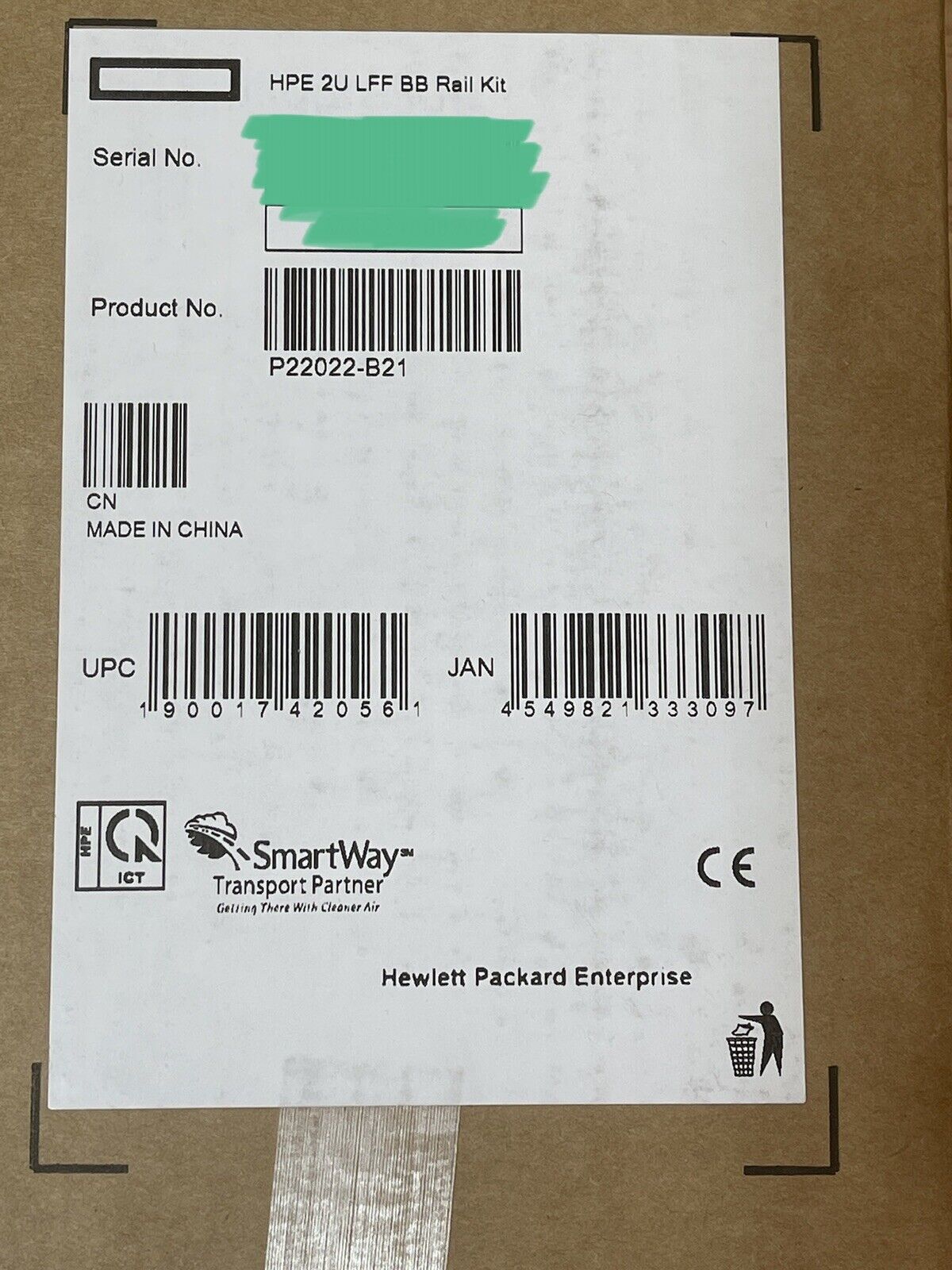 HPE P22022-B21 DL38X DL345 DL380 DL385 Gen10+Plus and V2 2U LFF Ball Bearing Rail Kit.