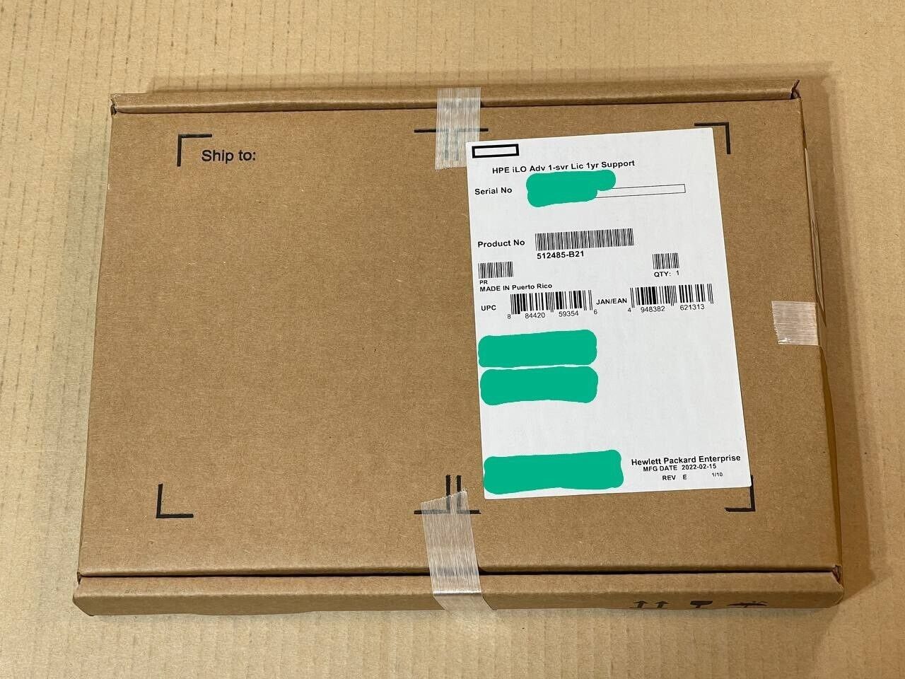 HPE 512485-B21 iLO Advanced Paper License iLO5 w/ 1 Year Support on Licensed Features.