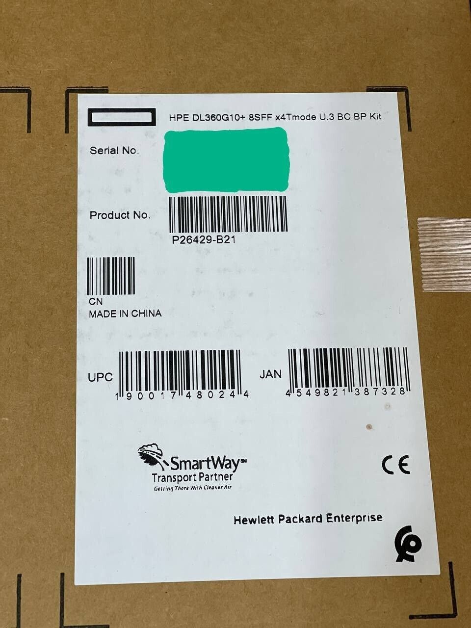 HPE P26429-B21 ProLiant DL360 DL365 Gen10+Plus 8SFF x4 Tri-Mode 24G U.3 BC Backplane Kit.