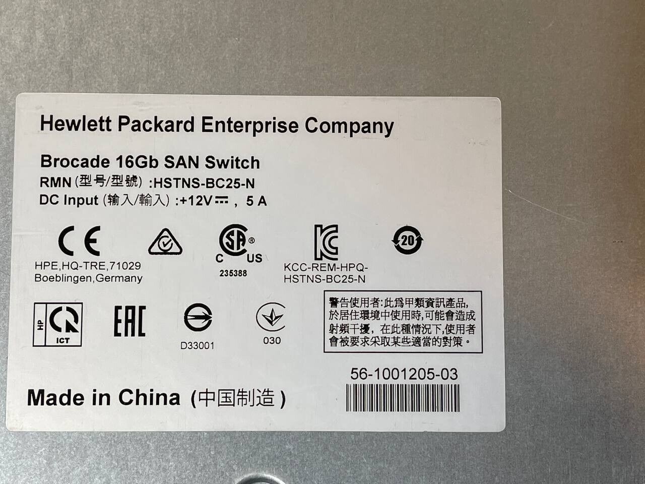 HP Brocade 724424-001 C8S46A 16Gb FC SAN Switch 28 ports Licensed BladeSystem C3000 C7000 80-1007508-03.