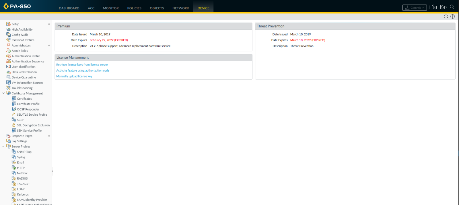 Palo Alto PA-850 Next-Generation Firewall VPN Gateway 8x SFP V10.0.8-h4 2x PSU 750-000119-00E.