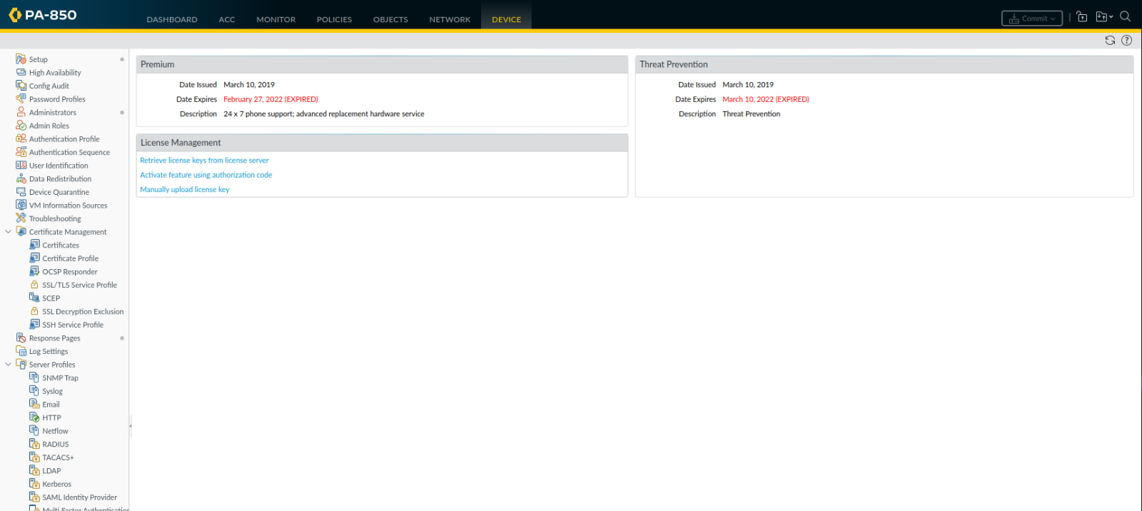 Palo Alto PA-850 Next-Generation Firewall VPN Gateway 8x SFP V10.0.8-h4 2x PSU 750-000119-00E.