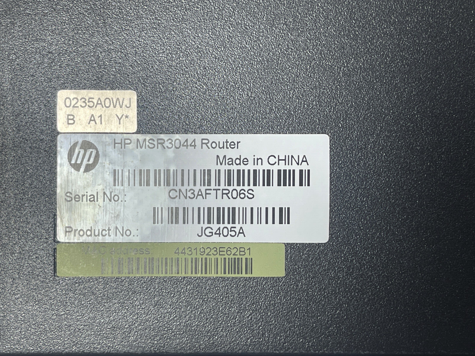 HPE JG405A FlexNetwork MSR3044 Router 3x 1GbE RJ45 2x SFP 1x PSU BGP OSPF IPv6.