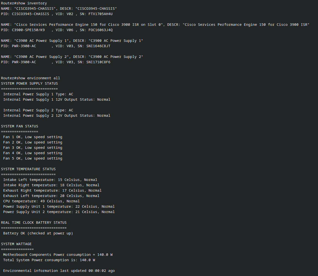 Cisco ISR 3945 Router 3x 1GbE 2x PSU SPE150 1GB RAM 256MB CF IPBASE K9.