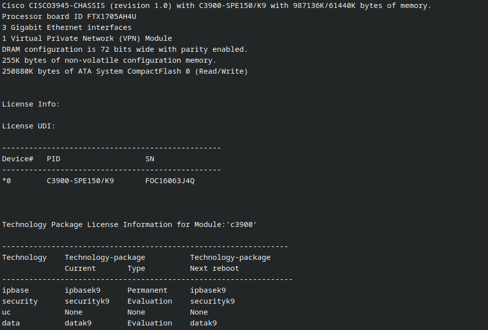 Cisco ISR 3945 Router 3x 1GbE 2x PSU SPE150 1GB RAM 256MB CF IPBASE K9.