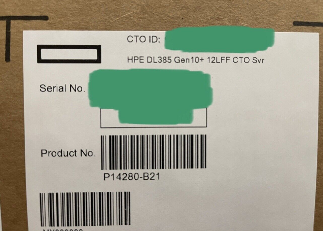HPE ProLiant DL385 Gen10 Plus CTO Server 2x EPYC 7272 64GB 12x 18TB SAS HDD 2x 1600W P816i-a 10/25GbE