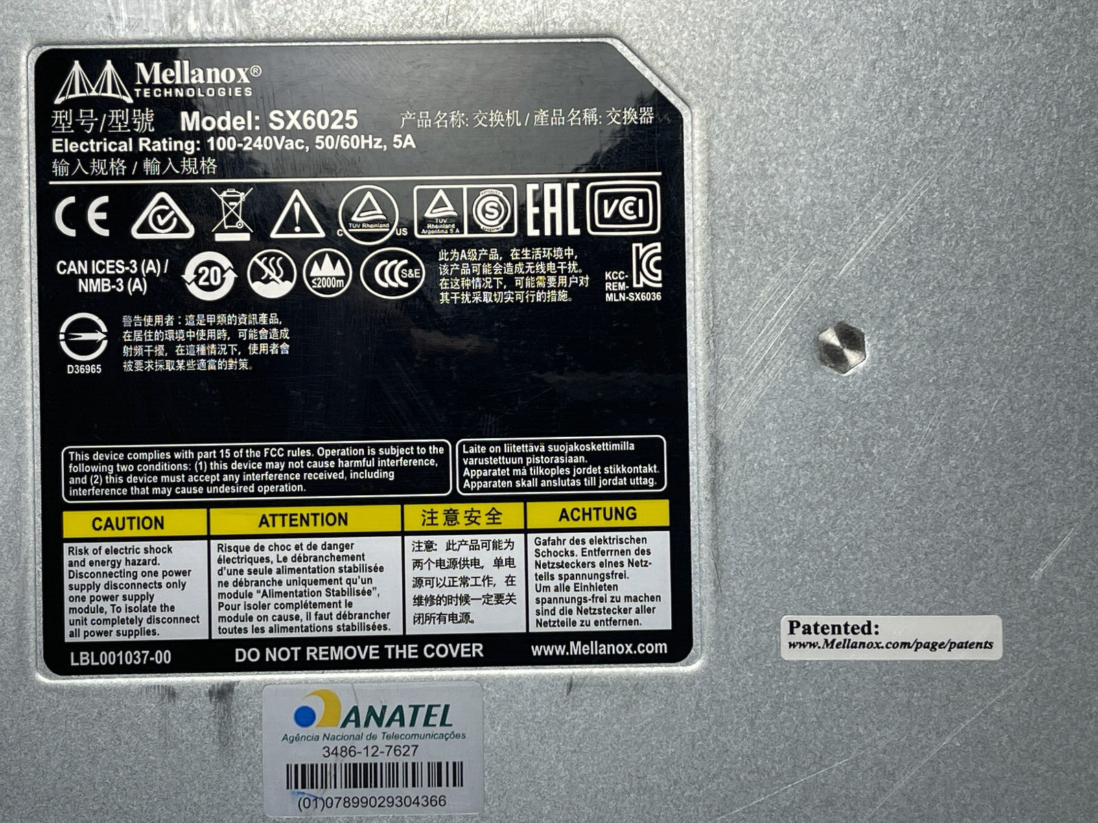 Mellanox SX6025 36-Port Non-blocking 56Gb/s FDR InfiniBand Switch 1x PSU Rails MSX6025F-1SFS.