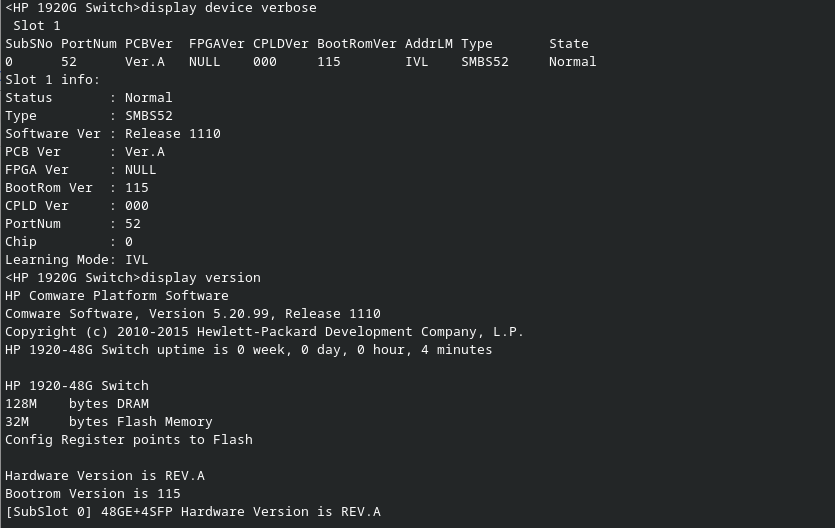HPE JG927A OfficeConnect HNGZA-HA0015 1920-48G RJ-45 52 Port Gigabit Ethernet Switch 4x SFP.