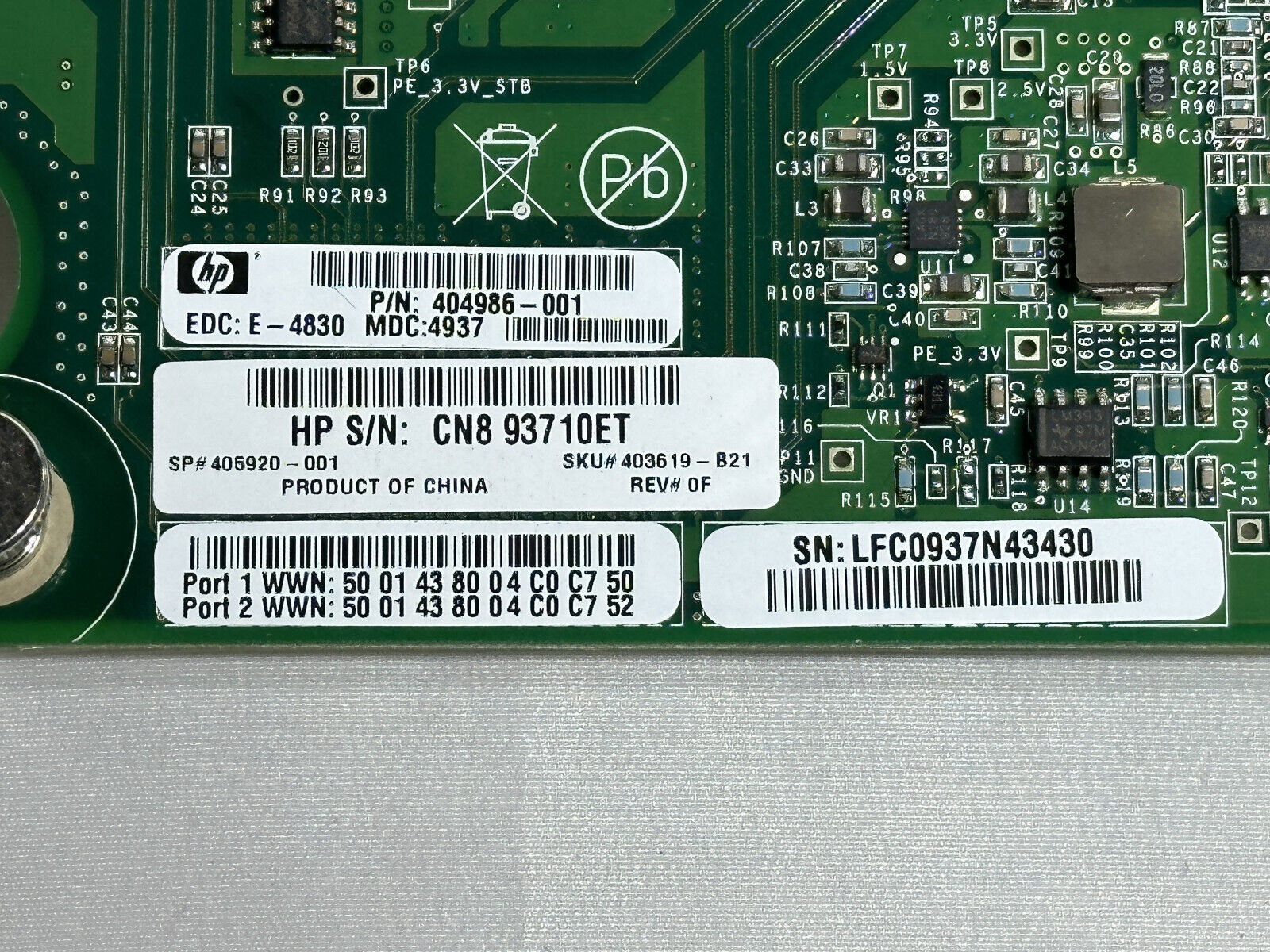 HP 404986-001 4GB Dual-Port Fibre Channel Mezzanine Card Qlogic QMH2462 FC Host Bus Adapter.