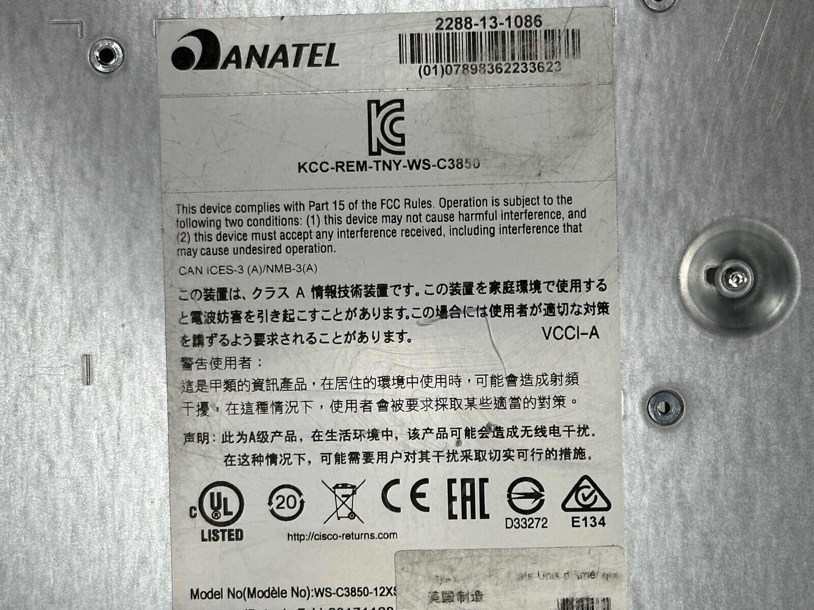 Cisco Catalyst WS-C3850-12XS-S Ethernet Switch 12 x 10GbE SFP+ 2x 1100WAC PSU.