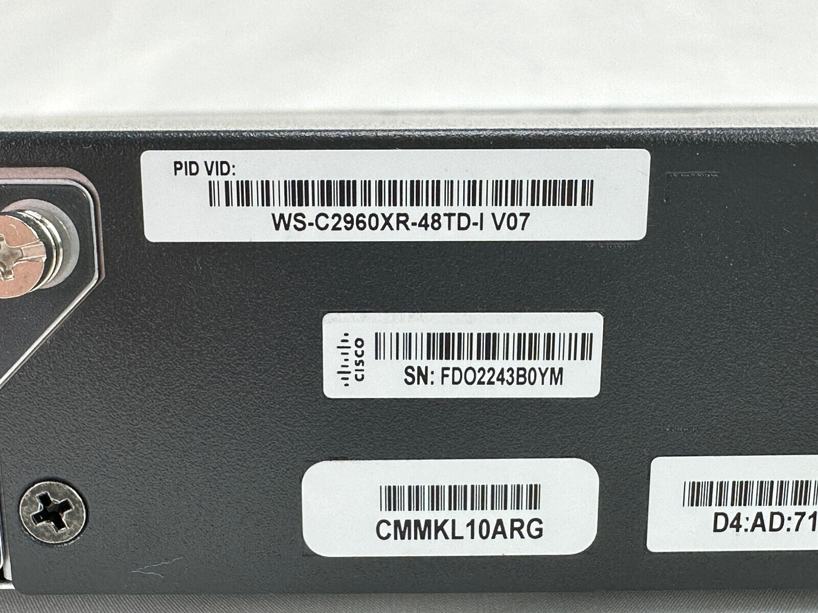Cisco Catalyst 2960XR Ethernet Switch 48x 1GbE Ports 2x SFP+ 10GbE + Stack C2960X-FIBER-STK 2x PSU