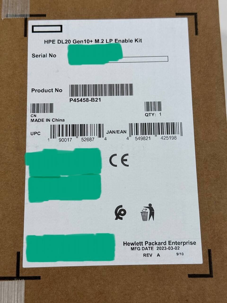 HPE P45458-B21 ProLiant DL20 Gen10+ M.2 LP Enable Kit