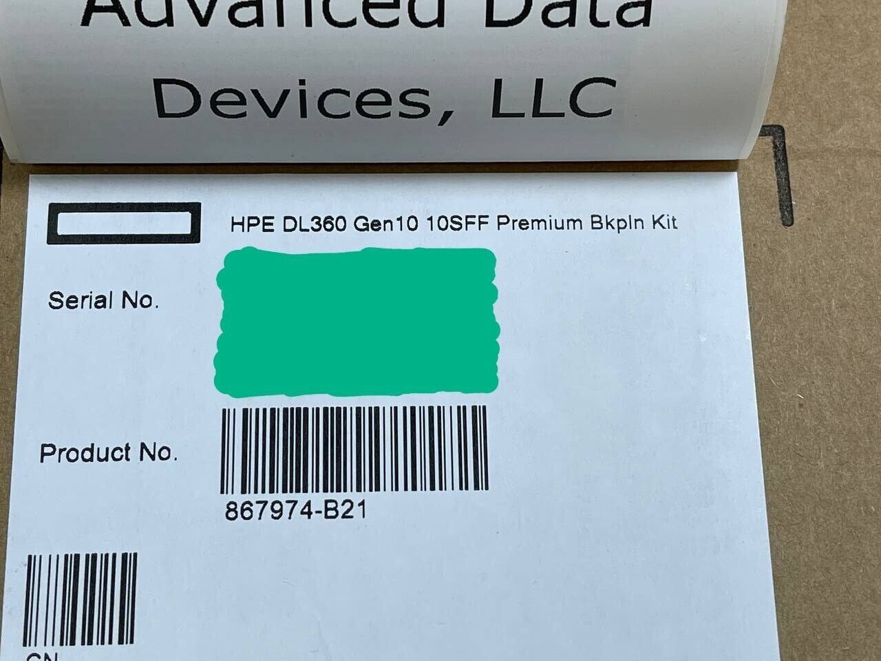HPE 867974-B21 DL360+More Gen10 10x SFF 2.5 Premium Backplane Kit+Cables SATA/SAS/NVMe U.2.