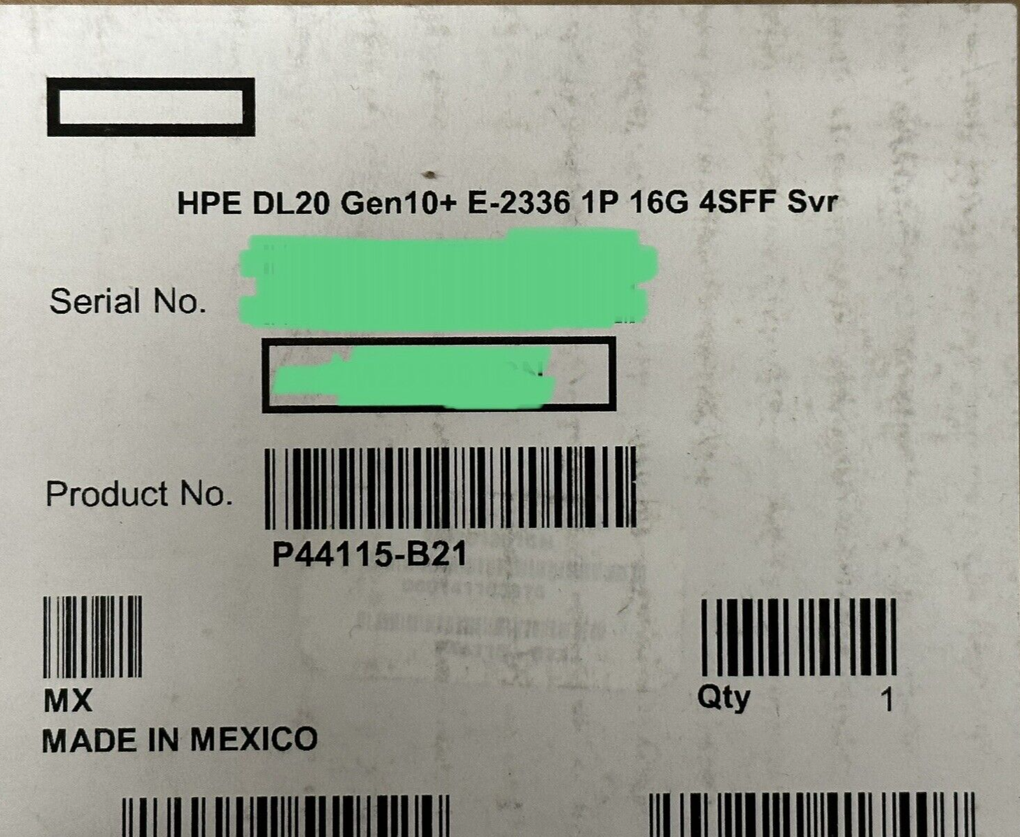 HPE P44115-B21 ProLiant DL20 Gen10 Plus 4SFF 1U Server Xeon E-2336 2.9GHz 16GB RAM 500W