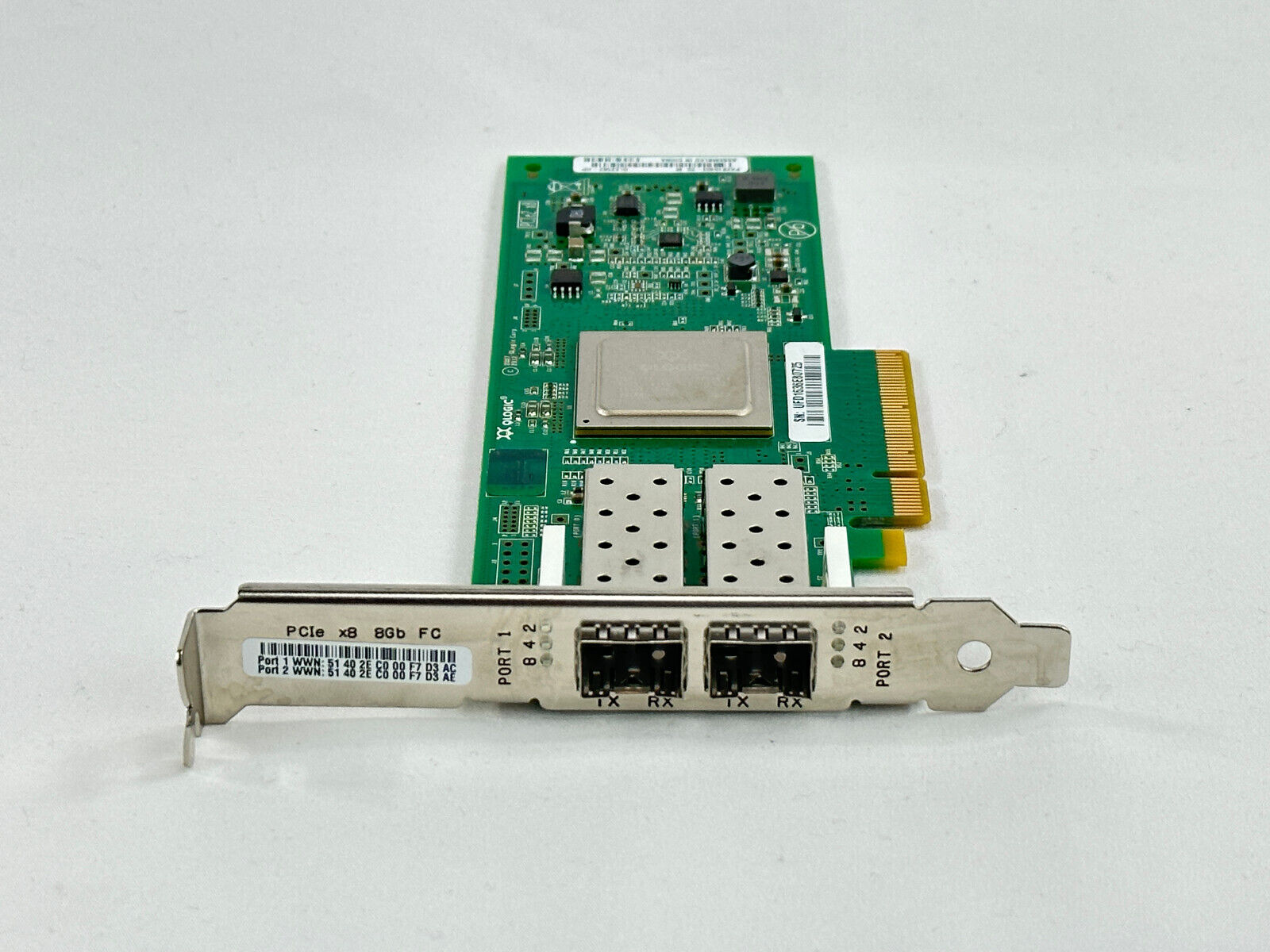 HP QLogic QLE2562 Dual Port 8Gb Fibre Channel HBA FC Full Height Bracket 2x SFP+.